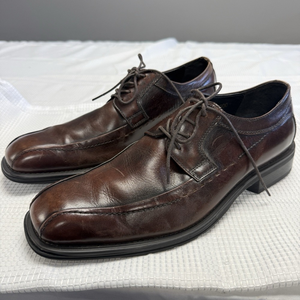 Florsheim Mens 11 D Dress Shoes Derby Oxford Brown Leather Square Toe Driving